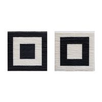 Two white and black structures on black and white. Diptych by Fernando Daza contemporary artwork painting, mixed media
