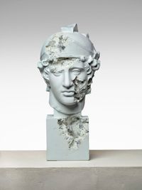Blue Calcite Eroded Head of Ares with Helmet by Daniel Arsham contemporary artwork sculpture