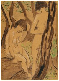 Zwei Mädchen im Wald by Otto Mueller contemporary artwork works on paper