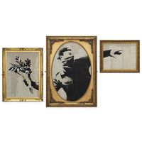 Flower Thrower Triptych by Banksy contemporary artwork print