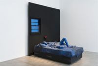 Blue Woman on Bed by George Segal contemporary artwork installation