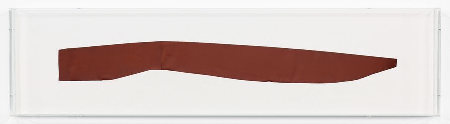 Florian Pumhösl, Clipping (Waste) II (2021–2022). Acrylic on primed lead foil. 18 x 135 cm. Exhibition view: Florian Pumhösl, Galerie Buchholz, Berlin (16 September–29 October 2022). Courtesy Galerie Buchholz.