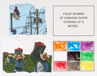 Storyboard (In 4 Parts): Four Women At Fashion Show Staring At A Model by John Baldessari contemporary artwork mixed media