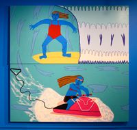 Big Wave Surfing by Claudia Kogachi contemporary artwork painting, works on paper