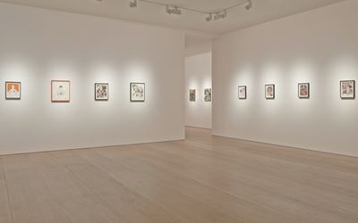 Hernan Bas, Memphis Living - Works on Paper, 2014, Exhibition view at Victoria Miro, Mayfair, London. Courtesy the Artist and Victoria Miro. © Hernan Bas.
