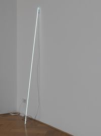 Leaning Horizon (neon 7000 Kelvin, 2.1 m) by Cerith Wyn Evans contemporary artwork sculpture
