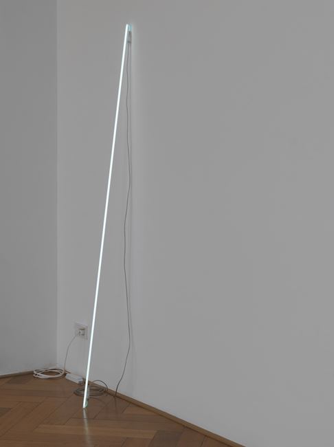 Leaning Horizon (neon 7000 Kelvin, 2.1 m) by Cerith Wyn Evans contemporary artwork