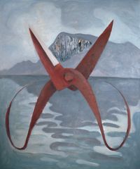 Red Scissors with the Western Hills and the Dianchi Lake by Mao Xuhui contemporary artwork painting