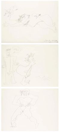 Untitled (Triptych) by Jean-Michel Basquiat contemporary artwork drawing