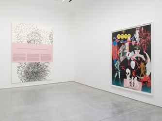 Exhibition view: Matthew Brannon, Le Gant de Velours, Traversing the Fantasy, and the Thousand-Yard Stare (Disparate Subjects Happening Concurrently, 1977-1979), David Kordansky Gallery, Los Angeles (13 September–19 October 2024). Courtesy the artist and David Kordansky Gallery.