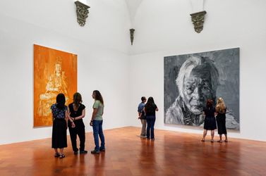 Left to right: Yan Pei-Ming, Bouddha pour ma mère (2023). Oil on canvas. 300 x 200 cm; Ma mère (2018). Oil on canvas. 350 x 350 cm. Exhibition view: Painting Histories, Palazzo Strozzi, Florence (7 July–3 September 2023). Photo: Ela Bialkowska, OKNO studio.Image from:Yan Pei-Ming: A Witness to HistoryRead FeatureFollow ArtistEnquire