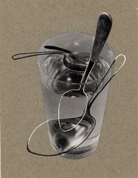 Ohne Titel ( Wasserglas mit 4 Löffeln ) by Elfriede Stegemeyer contemporary artwork works on paper, photography, drawing