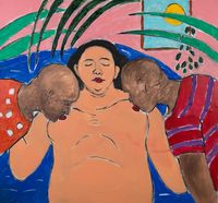 Woman with Two Men by Gabriel Buttigieg contemporary artwork painting