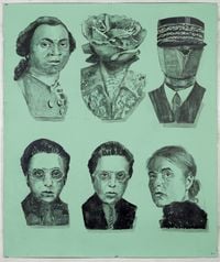 Six Heads Marseilles Martinique Ignatius S. et al. by William Kentridge contemporary artwork painting, works on paper, drawing