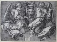 Das Schweißtuch von zwei Engeln gehalten Kupferstich by Albrecht Dürer contemporary artwork print