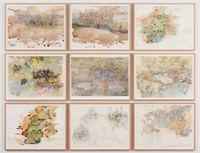 Entangled layers of the spectral rivers of the Wimmera plains – leaf canopy, soil crust, fungal web, invertebrate fauna, water and rock by John Wolseley contemporary artwork painting, works on paper, print, drawing
