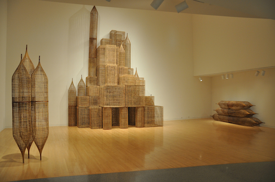 Image: Sopheap Pich, Compound, 2011. Bamboo, rattan, plywood, and metal wire. Variable dimensions. Image