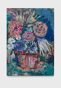 Flowers 11 (petrol blue) by Daniel Crews-Chubb contemporary artwork painting