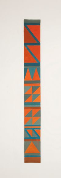 B8- Bedouin kilim pattern with 1 red triangle at the bottom by Chant Avedissian contemporary artwork works on paper