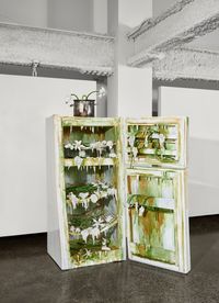 Covid Refrigerator with Flowers (The Covid Diaries Series) by Valerie Hegarty contemporary artwork sculpture
