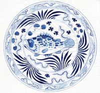 Blue-and-White Fish (Yuan Dynasty) 2 by Angel HUI Hoi Kiu contemporary artwork painting, ceramics