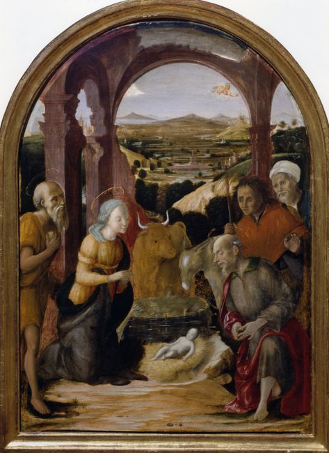 The Nativity with Saint Jerome by Pietro di Francesco Orioli contemporary artwork