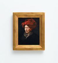 Self-Portraits through Art History (Van Eyck in  a Red Turban) by Yasumasa Morimura contemporary artwork photography