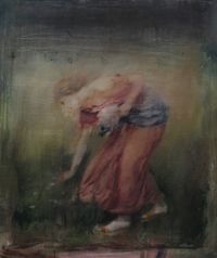 Study for Narcissus, after Waterhouse by Jake Wood-Evans contemporary artwork painting, works on paper