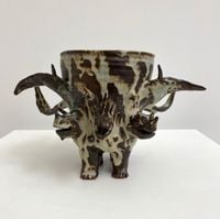 Tri-Headed Flower Dragon (Dark) by Richard Nam contemporary artwork ceramics