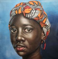 Portrait of Dọlápọ̀ as a Young Sculptor by Babajide Olatunji contemporary artwork painting
