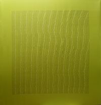 Schrift auf Seide Grün [Writing on Silk Green] by Greta Schödl contemporary artwork painting, sculpture