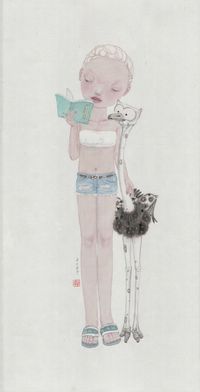 Reading by Yang Shewei contemporary artwork painting, works on paper, drawing