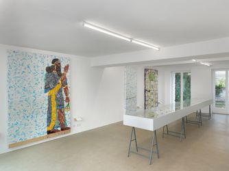 Installation view of Michael Rakowitz, The invisible enemy should not exist, (2009 - ongoing) at Galerie Barbara Wien, Berlin. Courtesy the artist and Galerie Barbara Wien, Berlin.