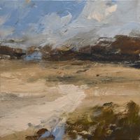 Sun on the sand, Dinas Bay by Louise Balaam contemporary artwork painting