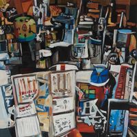 A Bunch of Items That Are on Display in a Store by Alexander Reben contemporary artwork painting, works on paper