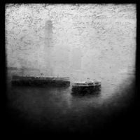 The Star Ferry seen through a salt-crusted window after a storm in Victoria Harbour P15. Hong Kong by Palani Mohan contemporary artwork photography, print