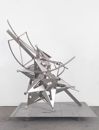 Stainless split star with truss segments by Frank Stella contemporary artwork sculpture