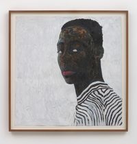 Boy in a Black and White Stripe Shirt by Amoako Boafo contemporary artwork painting, works on paper