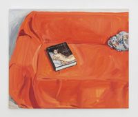 Book with Manet on the studio couch by Jean-Philippe Delhomme contemporary artwork painting, drawing