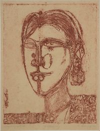 Head by Laxma Goud contemporary artwork works on paper