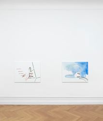 Exhibition view: Michael Krebber, Wirklichkeit erschlägt Kunst, Galerie Buchholz, Berlin (26 April–15 June 2019). Courtesy Galerie Buchholz.