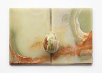 Book object in alabaster by Mirella Bentivoglio contemporary artwork sculpture