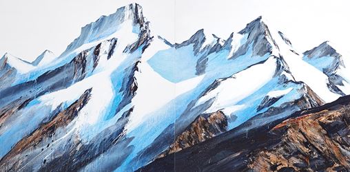 Neil Frazer,                  Snow Drop (2017).       Acrylic on canvas.        153 x 306 cm, diptych. Courtesy Martin Browne Contemporary. 