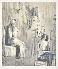 Three Seated Figures by Henry Moore contemporary artwork print