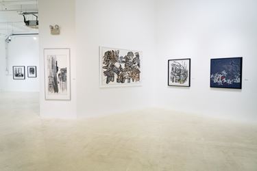 Exhibition view: Hong Sek Chern, Gu Gan, Chua Ek Kay,  Gu Wenda Thinking Ink: Improvisations on Cultural Criteria, Gajah Gallery, Singapore (28 July–21 August 2017). Courtesy Gajah Gallery, Singapore. 