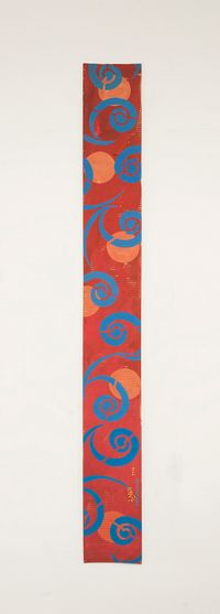 B4 - Tashkent caftan spiral pattern in blue, 6 orange circles by Chant Avedissian contemporary artwork painting