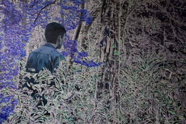 Michael Ho, Feeling for Answers (2023). Oil and acrylic on canvas. 220 x 340 cm. Photo: William Waterworth.Image from:Michael Ho in the StudioRead Advisory PerspectiveFollow ArtistEnquire