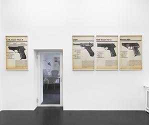 Exhibition view: Lutz Bacher, FIREARMS, Galerie Buchholz, Cologne (30 August–26 October 2019).  Courtesy Galerie Buchholz Berlin/Cologne/New York. 