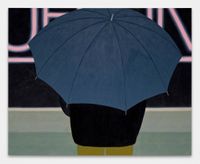 Blue Umbrella by Henni Alftan contemporary artwork painting, works on paper
