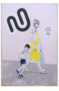 Untitled (Sister and Brother with Graffiti in Background) by Charles Avery contemporary artwork painting